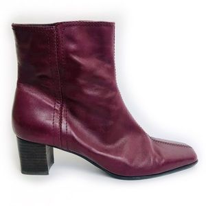 Nine West Solset Red Leather High Heel Bootie 9
